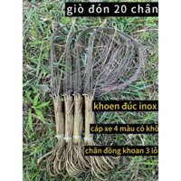 giò bẫy gà rừng chân đồng khoan 3 lỗ khoen đúc inox 1 bộ 20 chân