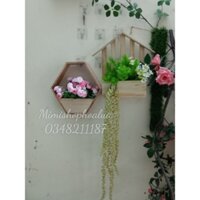 Giỏ cắm hoa - giỏ gỗ cắm hoa treo tường - chất liệu gỗ tự nhiên- kèm xốp cắm.