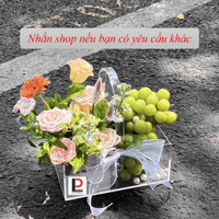 Giỏ cắm hoa mica trong suốt/ Khay đựng quà tặng, trái cây (quai cầm uốn cong)