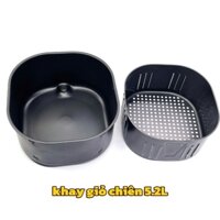 Giỏ chiên nướng, khay hứng dầu cho nồi chiên không dầu 5.2L Galuz (có tay cầm) Lock and Lock 5.2L.