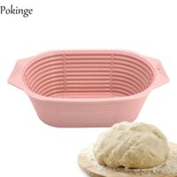Giỏ chống bột chua POKINGE, Bát chống silicon có thể gập lại, Hộp đựng lên men bột chịu nhiệt Giỏ chống bánh mì hình bầu dục chống dính lên men nướng