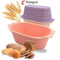 Giỏ chống bột chua WANCGAI, Bát chống silicon chịu nhiệt, Khay chống bột hình bầu dục chống dính Bát chống bột có thể gập lại lên men nướng