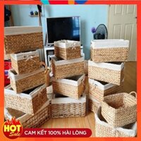Giỏ Chữ Nhật Đựng Đồ , Giỏ Cói, Giỏ Bèo Tây Decor TH