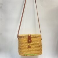 Giỏ Cối Dạng Tròn Đan Tay, Túi Xách Đan Thủ Công Handmade, Làn Nhựa Đi Chợ,Túi Xách Đẹp Đi Biển,Sọt đựng đồ