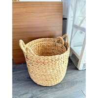 Giỏ cói lục bình có quai cầm, giỏ đựng đồ đa năng, sọt cói trồng cây, sọt đựng đồ chơi cho bé, giỏ đựng quần áo, mây tre