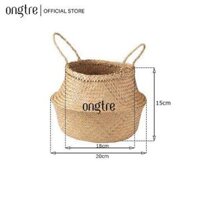 Giỏ cói trồng cây ONGTRE đựng quần áodecor tự nhiên có quaigiỏ cói đựng đồ nhiều kích thước  - 20cm Trơn