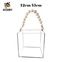 Giỏ Cưới KOZEEY Giỏ Hoa Di Động Có Tay Cầm Hạt Hộp Hoa Trong Suốt Trong Suốt Cho Ngày Lễ Tạ Ơn Cửa Hàng Hoa