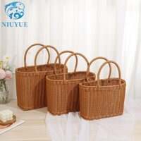 Giỏ dã ngoại VANES1, Giỏ dệt hình chữ nhật bằng mây, Trang trí di động có tay cầm Giỏ hoa dệt tay dã ngoại ngoài trời
