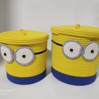 Giỏ Đan Dây Thừng cotton Đựng Đồ Chơi / Quần Áo Họa Tiết minions Đa Ứng Dụng