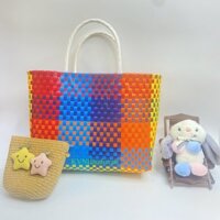 Giỏ Đan Nhựa,Giỏ Đủ Màu Mai Đan Tay, Túi Xách Đan Thủ Công Handmade, Làn Nhựa Đi Chợ,Túi Xách Đẹp Đi Biển,Sọt đựng đồ