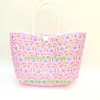 Giỏ Đan Nhựa,Giỏ Hoa Mai Đan Tay lớn, Túi Xách Đan Thủ Công Handmade, Làn Nhựa Đi Chợ,Túi Xách Đẹp Đi Biển,Sọt đựng đồ
