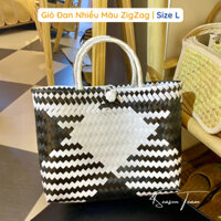 Giỏ Đan Tay Xuất Khẩu, Túi Xách Đan Thủ Công Handmade, Làn Nhựa Đi Chợ, Đi BIển, Đi Pinic Dã Ngoại Nhiều Màu