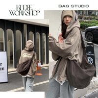 Giỏ đeo chéo bán nguyệt size lớn, túi đeo chéo nam nữ unisex hình bầu phong cách thời trang douyin Kindee