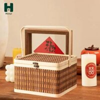Giỏ dệt bằng tre Homyl Giỏ bánh trung thu rỗng dành cho bữa tiệc Trái cây ngọt