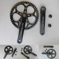 Giò dĩa cốt vuông nhôm 5 CHẤU 110BCD đen gắn fixed gear, Đùi đĩa cơ bản 1 tầng cho xe đạp Fixed Gear Đen 44T 48T 52T