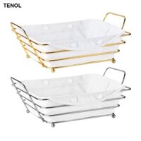 Giỏ đựng bánh mì phục vụ bánh mì và bánh ngọt 43x9.06x3.94inch Hộp đựng bát trái cây bằng sắt vuông cho gia đình