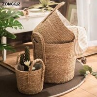 Giỏ đựng chậu trồng cây dệt ZONGGJZ, Giỏ đựng đồ giặt chậu hoa thủ công, Giỏ đựng đồ giặt màu vàng sáng tạo Giỏ đựng đồ trang trí sân vườn