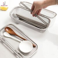 Giỏ đựng dao kéo lưới KOKINGTAIPAN, Giỏ làm sạch dao kéo thông gió bằng thép không gỉ, Hộp đựng dao kéo tiết kiệm không gian dung tích lớn di động Nhà bếp