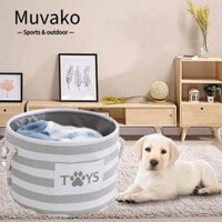 Giỏ đựng đồ chơi thú cưng MUVAKO, Dung tích lớn có tay cầm Giỏ đựng đồ lặt vặt cho chó, Giỏ đựng đồ bền có thể gập lại Hộp đựng quần áo cho chó