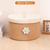 Giỏ đựng đồ dệt tròn mới Hộp đựng đồ ăn nhẹ để bàn có nắp đậy Đồ lặt vặt Xô đựng trứng Giỏ đựng đồ Cửa hàng bách hóa 0215