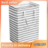 Giỏ đựng đồ giặt lớn 75L Giỏ đựng quần áo có thể gập lại Túi đựng đồ chơi sọc có tay cầm mở rộng