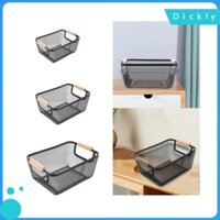 Giỏ đựng đồ kim loại lưới có tay cầm bằng gỗ Giỏ đựng trái cây đa năng Bộ sắp xếp mặt bàn cho tủ đựng thức ăn chắc chắn Nhẹ