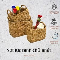 Giỏ đựng đồ lục bình đan hình chữ nhật Smile Decor có quai cầm tiện dụng