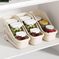 Giỏ đựng đồ nhà bếp BEAUTYBAR, Hộp đựng đồ khô đa chức năng dung tích lớn, Nhựa tiết kiệm không gian bền bỉ có bánh xe Tủ bếp sắp xếp nhà bếp