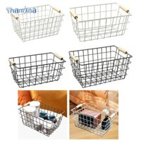 Giỏ đựng đồ sắt, Giỏ đựng đồ, Trang trí nhà cửa di động, Quà tặng tân gia có tay cầm bằng gỗ, Đa chức năng cho đồ chơi đựng thức ăn