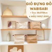 Giỏ đựng đồ Vải Bố Quai Da Wabi-Sabi Siêu bền, đựng quần áo, đồ cá nhân, Homestay - almondconcept