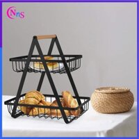 Giỏ đựng hoa quả để bàn, kệ đựng đồ nhà bếp đa năng thiết kế 2 tầng