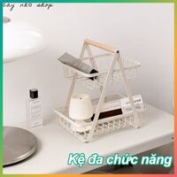 Giỏ đựng hoa quả để bàn, kệ đựng đồ nhà bếp đa năng thiết kế 2 tầng trẻ trung sang trọng