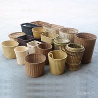 Giỏ đựng khăn tắm bằng nhựa dệt tay, giỏ đựng đồ bẩn, giỏ lưu trữ khăn tắm, giỏ lưu trữ đồ lặt vặt, giỏ khách sạn giả mây 0SY3