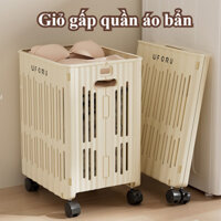 Giỏ đựng quần áo bẩn có bánh xe, giỏ đựng quần áo bẩn gấp bằng nhựa, giỏ đựng đồ không mịn thoáng khí