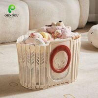 Giỏ đựng quần áo có thể gập lại ORNOOU, Giỏ đựng quần áo bẩn dày bằng nhựa, Giỏ đựng đồ giặt chống nước treo tường cầm tay đa chức năng cho gia đình