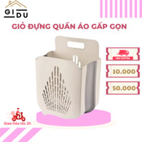 Giỏ đựng quần áo gấp gọn treo tường có kích thước lớn chất liệu nhựa dẻo PP có kèm miếng dán tiện lợi