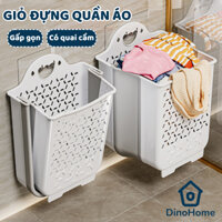 Giỏ đựng quần áo nhà tắm DINO thiết kế tay cầm treo tường có thể gấp gọn chất liệu nhựa dẻo TPR kèm miếng dán