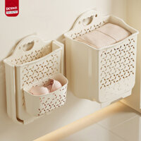 Giỏ đựng quần áo nhà tắm gấp gọn, kèm miếng dán treo tường tiện lợi chất liệu nhựa dẻo TPR