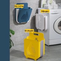 Giỏ đựng quần áo nhà tắm Tako thiết kế tay cầm treo tường có thể gấp gọn chất liệu nhựa dẻo TPR kèm miếng dán