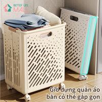 Giỏ đựng quần áo nhà tắm thiết kế tay cầm  Giỏ Đựng Quần Áo Gấp Gọn Có Bánh Xe Di Chuyển Chất Liệu Nhựa ABS