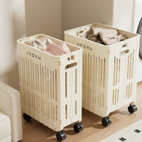 Giỏ Đựng Quần Áo UFORU, Giỏ Nhựa Đựng Đồ Có Bánh Xe, Quai Da Chắc Chắn, Có Thể Gấp Gọn