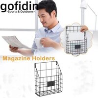 Giỏ đựng thư dây GOFIDIN, Thư mục tập tin treo tường bằng sắt, Đơn giản dễ dàng cài đặt Hộp đựng tài liệu màu đen Văn phòng tại nhà