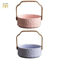 Giỏ đựng trái cây Giỏ đựng đồ ăn nhẹ có tay cầm bằng gỗ Giỏ đựng thực phẩm