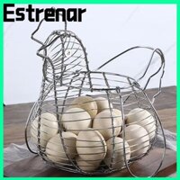 Giỏ đựng trứng ESTRENAR, Hộp đựng trứng bạc nghệ thuật sắt, Hộp đựng rau củ hình gà Đồ dùng gia dụng