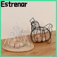 Giỏ đựng trứng ESTRENAR, Hộp đựng trứng hình gà nghệ thuật bằng sắt, Hộp đựng rau củ đen trắng chất lượng cao Hộ gia đình