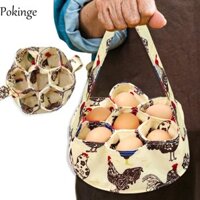 Giỏ đựng trứng POKINGE, Túi đựng trứng mềm di động, Túi kẹo bền 7 túi có thể giặt được Bộ sưu tập trứng Phục sinh Vườn