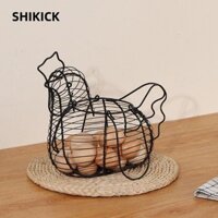 Giỏ đựng trứng SHIKICK, Hộp đựng trứng hình gà trắng đen, Hộp đựng trứng nghệ thuật sắt Giỏ đựng đồ gia dụng