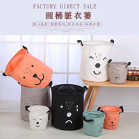 Giỏ giặt tròn bằng vải không thấm nước, giỏ giặt có thể gập lại, giỏ giặt tròn bằng vải cotton và lanh, túi đựng đồ giặt