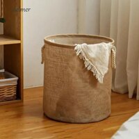 Giỏ Giặt Vải Lanh Cotton DELMER, Giỏ Quần Áo Bẩn Gia Đình Chống Thấm Nước, Đa Năng Có Thể Gập Lại Dung Tích Lớn Có Tay Cầm Đồ Vặt Nhà Tổ Chức