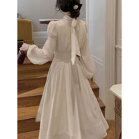 Giờ giữa chiều dài của Pháp] Váy nhẹ nhàng dành cho người nổi tiếng phong cách hoàng gia sang trọng [48 Váy Hy Lạp Nữ thần Thu đông Giao hàng khí chất độc đáo UHMW